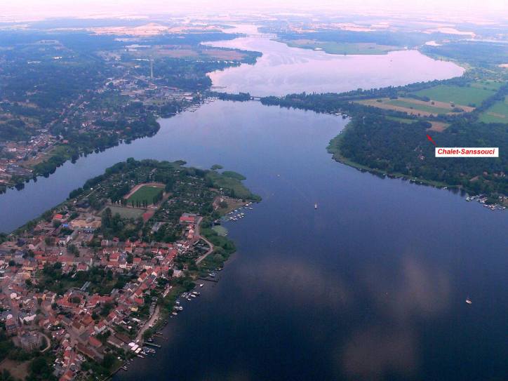 Luftaufnahme Zernseebrücke mit Wildpark West und Werder